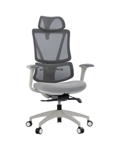 Cadeira de Escritório Comfy Versa Cinza Tela Mesh Cinza, Braço 4D e Assento e Encosto Ajustáveis