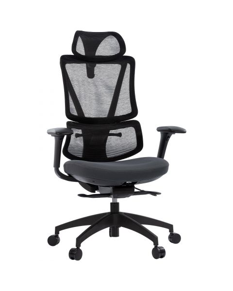 Cadeira de Escritório Comfy Versa Preta Tela Mesh Preta, Braço 4D e Assento e Encosto Ajustáveis