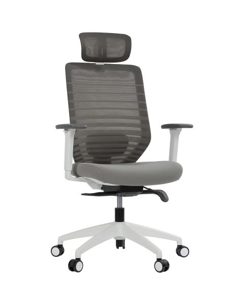 Cadeira de Escritório Comfy York Off White Tela Mesh Cinza, Mecanismo Syncro Assento Deslizante