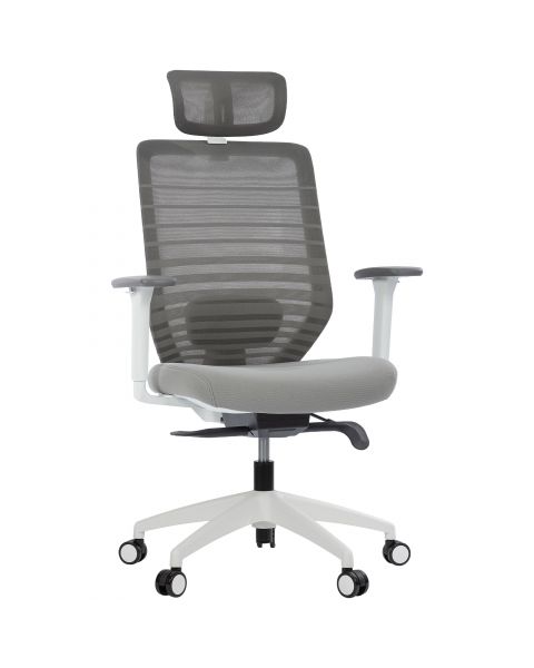 Cadeira de Escritório Comfy York Off White Tela Mesh Cinza, Mecanismo Syncro Assento Deslizante