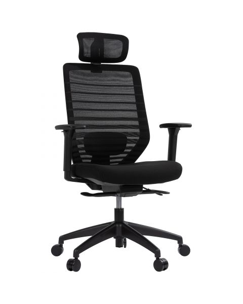 Cadeira de Escritório Comfy York Preta Tela Mesh Preta, Mecanismo Syncro Assento Deslizante