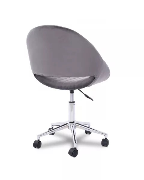 Cadeira Flexy Shelly Estofada Suede Cinza, Base Giratória Cromada