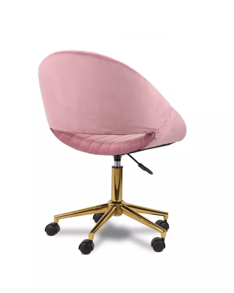 Cadeira Flexy Shelly Estofada Suede Rosa, Base Giratória Dourada