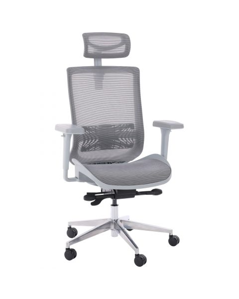 Cadeira de Escritório Comfy Aero Cinza Tela Mesh Cinza, Braço 3D, Multi Regulagens Assento e Encosto