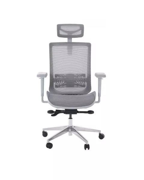 Cadeira de Escritório Comfy Aero Cinza Tela Mesh Cinza, Braço 3D, Multi Regulagens Tilt Forward