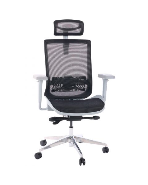 Cadeira de Escritório Comfy Aero Cinza Tela Mesh Preta, Braço 3D, Multi Regulagens Assento e Encosto