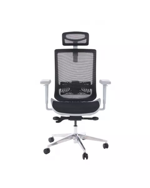 Cadeira de Escritório Comfy Aero Cinza Tela Mesh Preta, Braço 3D, Multi Regulagens Tilt Forward