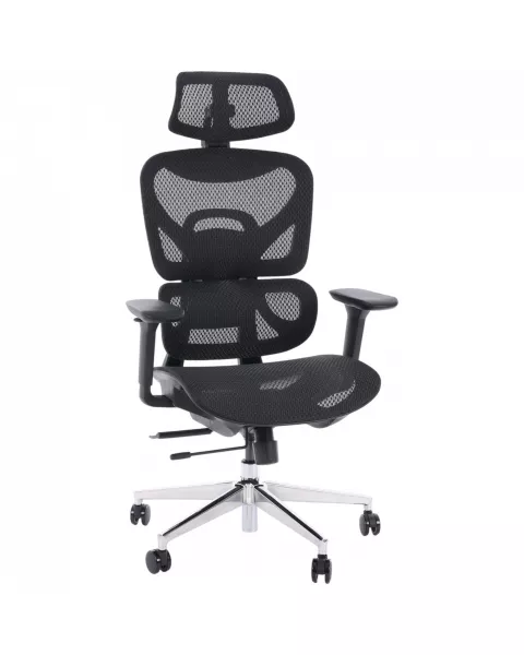 Cadeira de Escritório Comfy Aryan Tela Mesh Preta, Braço 4D e Assento Deslizante - Relax