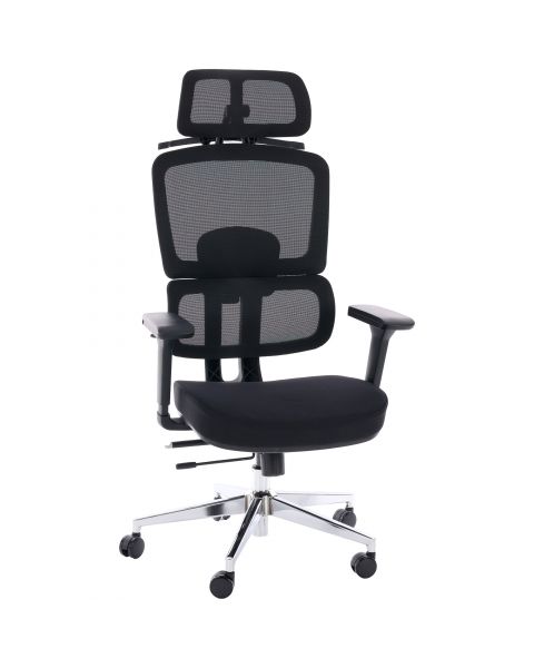 Cadeira de Escritório Comfy Aura Preta Tela Mesh Preta, Braço 4D e Assento e Encosto Ajustáveis