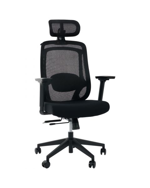 Cadeira de Escritório Comfy Aurora Preta Mesh Preta, Braço 3D, Assento Deslizante e Relax