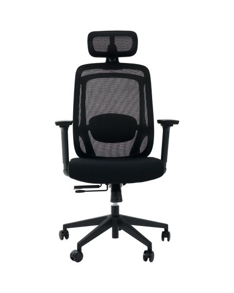 Cadeira de Escritório Comfy Aurora Preta Mesh Preta, Braço 3D, Assento Deslizante e Relax