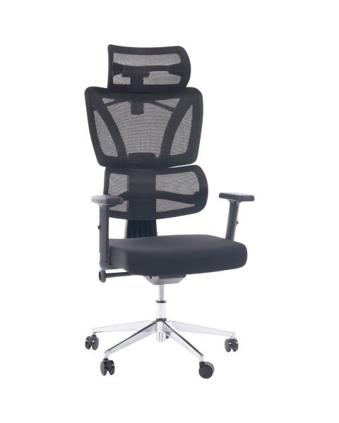 Cadeira de Escritório Comfy Bliss Preta Tela Mesh Preta, Giratória, Encosto Ajustável e Relax Avançado