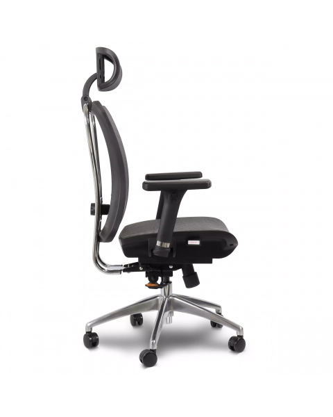 Cadeira de Escritório Comfy Caprice Tela Mesh Cinza, Base Alumínio, Braço 3D, Assento Deslizante e Relax Avançado