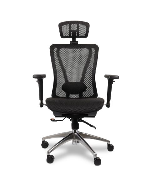 Cadeira de Escritório Comfy Caprice Tela Mesh Preta, Base Alumínio, Braço 3D, Assento Deslizante e Relax Avançado