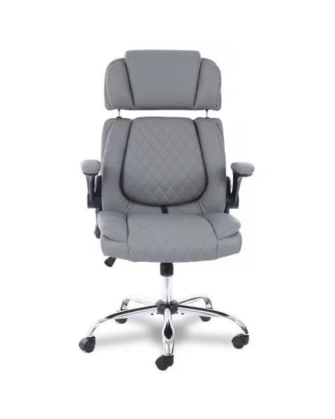 Cadeira de Escritório Flexy ErgoCush Estofada Cinza, Base Giratória e Relax Avançado