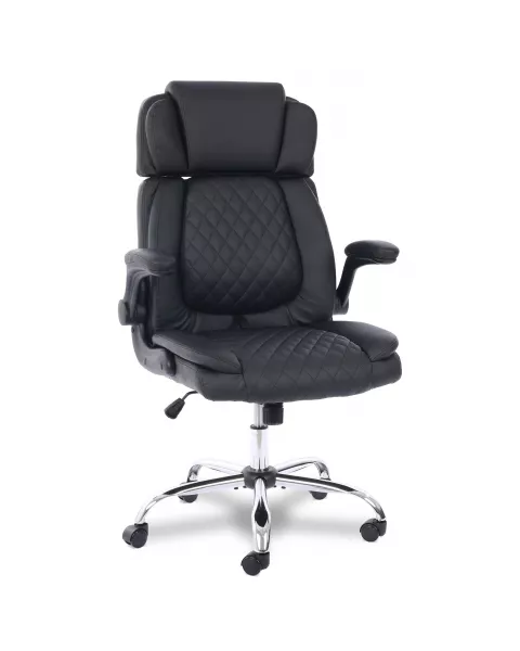 Cadeira de Escritório Comfy ErgoCush Estofada Preta, Base Giratória e Relax Avançado