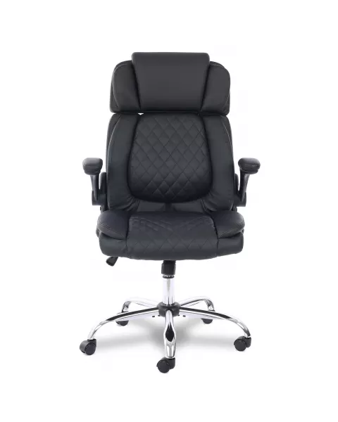 Cadeira de Escritório Flexy ErgoCush Estofada Preta, Base Giratória e Relax Avançado