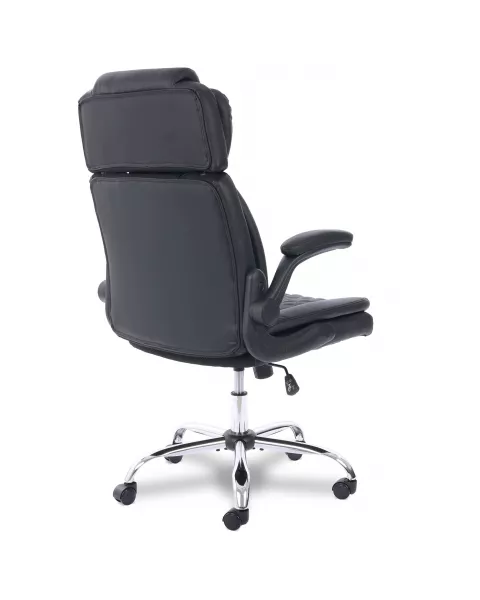 Cadeira de Escritório Flexy ErgoCush Estofada Preta, Base Giratória e Relax Avançado
