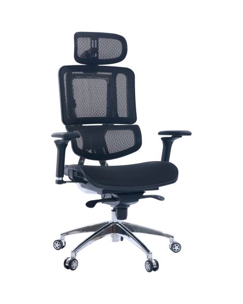 Cadeira de Escritório Comfy Ergofy Top Tela Mesh Preta, Estrutura em Alumínio e 12 Regulagens