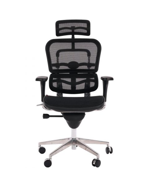 Cadeira de Escritório Comfy ErgoMax Tela Mesh Preta, Estrutura em Alumínio, Multiplas Regulagens