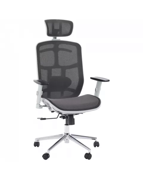 Cadeira de Escritório Comfy ErgoPro Cinza Tela Mesh Cinza, Braço Ajustável e Relax Avançado