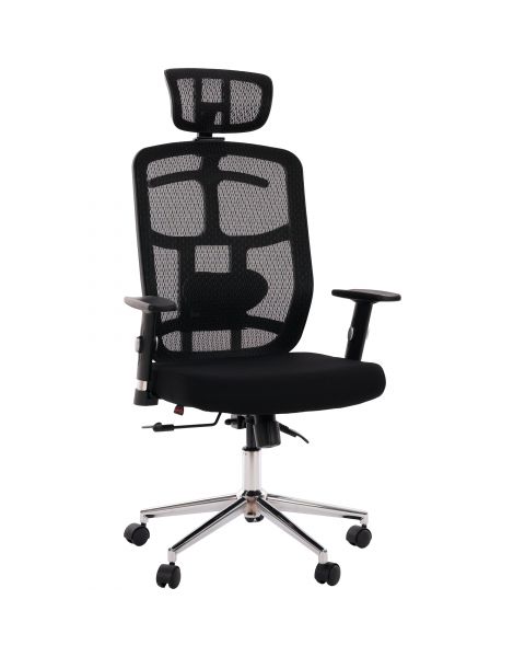 Cadeira de Escritório Comfy ErgoPro Foam Tela Mesh Preta, Braço Ajustável e Relax Avançado