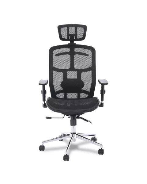 Cadeira de Escritório Comfy ErgoPro Preta  Tela Mesh Preta, Braço e Assento Ajustáveis e Relax Avançado