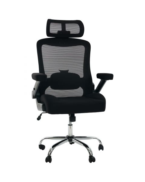 Cadeira de Escritório Comfy Fortex XL Ergonômica Tela Mesh Preta Braços 2D