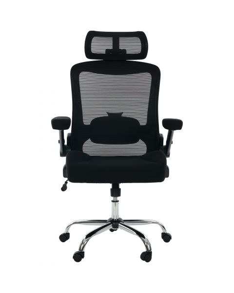 Cadeira de Escritório Comfy Fortex XL Ergonômica Tela Mesh Preta Braços 2D