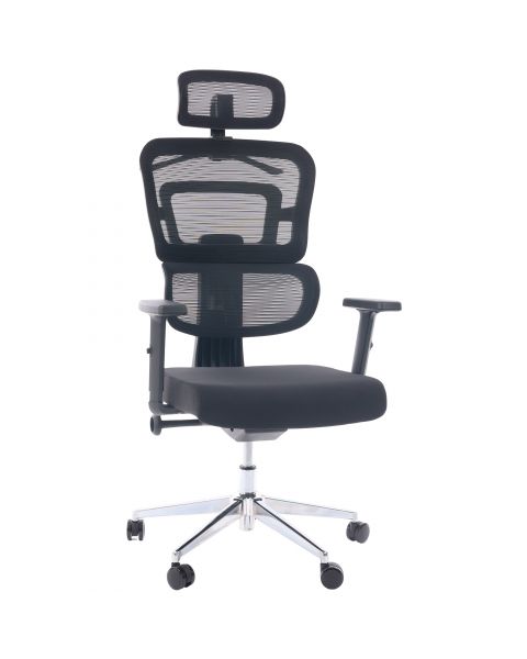 Cadeira de Escritório Comfy Halo Preta Tela Mesh Preta, Giratória, Encosto Ajustável e Relax Avançado