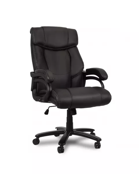 Cadeira de Escritório Comfy Larini XL Preta Estofada Plus Size, Base Giratória e Sistema Relax