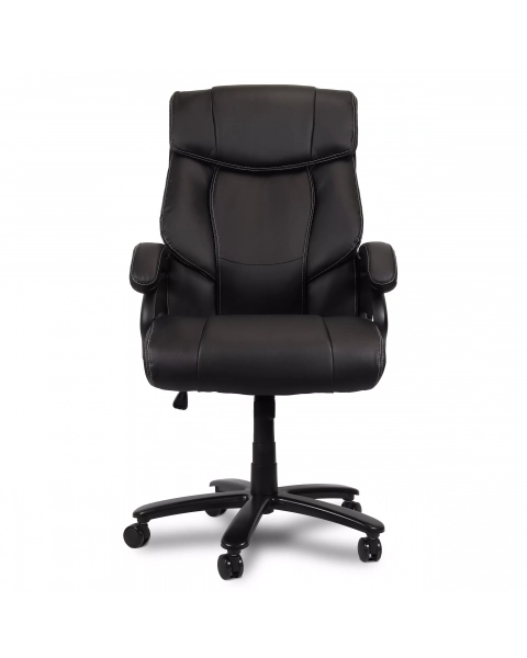 Cadeira de Escritório Comfy Larini XL Preta Estofada Plus Size, Base Giratória e Sistema Relax