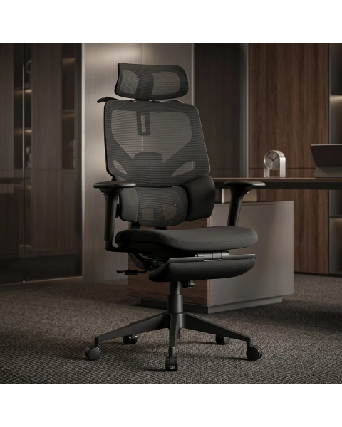 Cadeira de Escritório Comfy Levian Lite Foam Tela Mesh Preta, Múltiplos Ajustes, Braço 4D