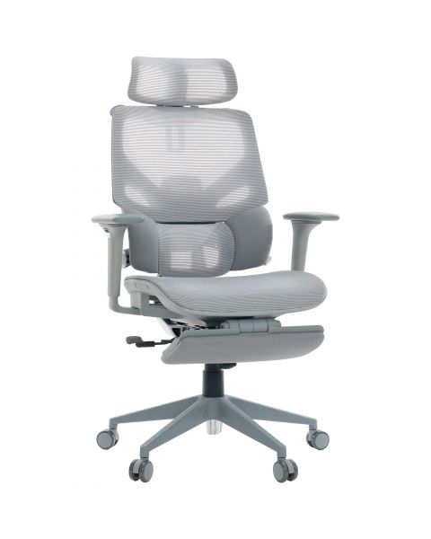 Cadeira de Escritório Comfy Levian Lite Tela Mesh Cinza, Múltiplos Ajustes, Braço 4D