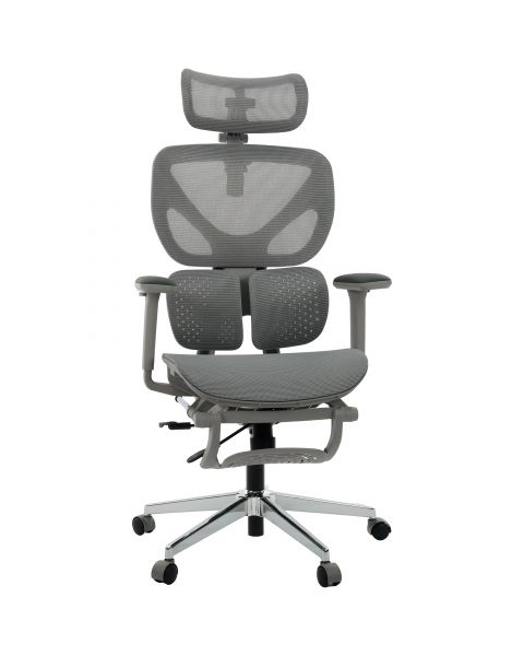 Cadeira de Escritório Comfy Orion Cinza, Braço 3D, Lombar Adaptável e Assento Deslizante