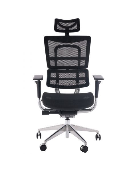 Cadeira de Escritório Comfy Polaris Tela Mesh Preta, Estrutura em Alumínio, Multiplas Regulagens