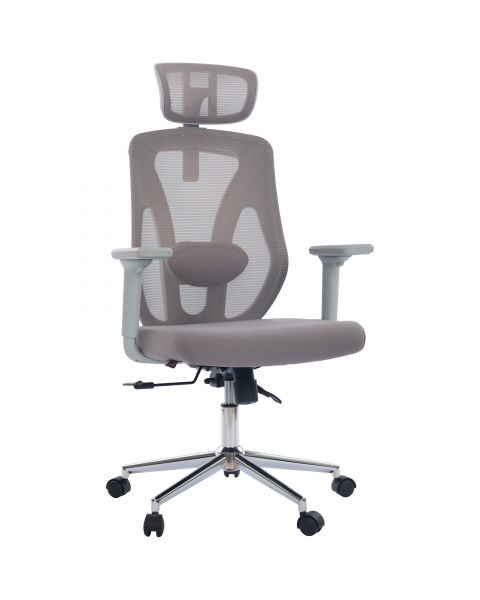 Cadeira de Escritório Comfy Profile Cinza Espuma Injetada Tela Mesh Cinza e Relax Avançado