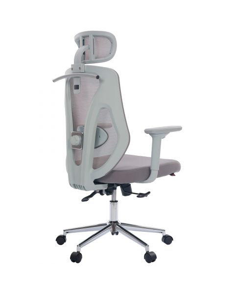 Cadeira de Escritório Comfy Profile Cinza Espuma Injetada Tela Mesh Cinza e Relax Avançado