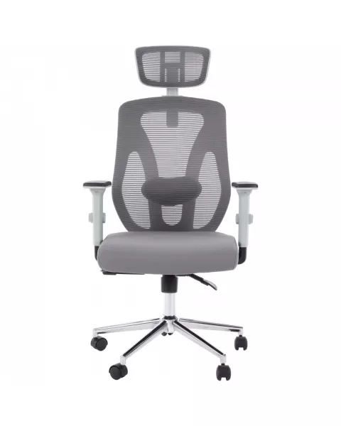 Cadeira de Escritório Comfy Profile Cinza Espuma Injetada Tela Mesh Cinza e Relax Avançado