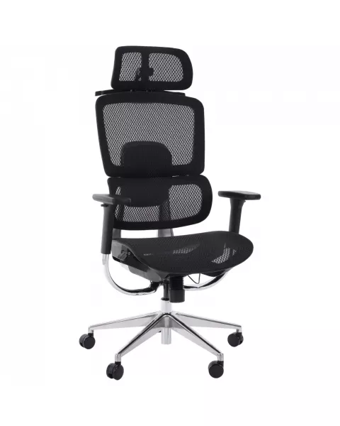 Cadeira de Escritório Comfy Revo Tela Mesh Preta, Braço 3D, Assento Deslizante e Encosto Alumínio Ajustável