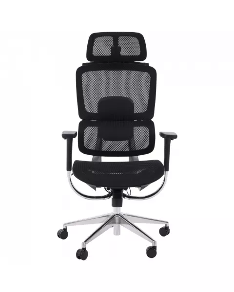 Cadeira de Escritório Comfy Revo Tela Mesh Preta, Braço 3D, Assento Deslizante e Encosto Alumínio Ajustável