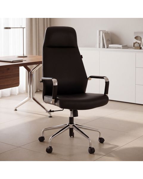 Cadeira de Escritório Comfy Royal Preta Estofada e Sistema Relax