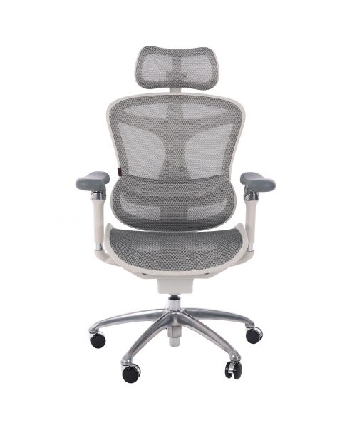 Cadeira de Escritório Comfy Sihoo Duve Tela Mesh Cinza Base Alumínio, Múltiplos Ajustes Braço 6D