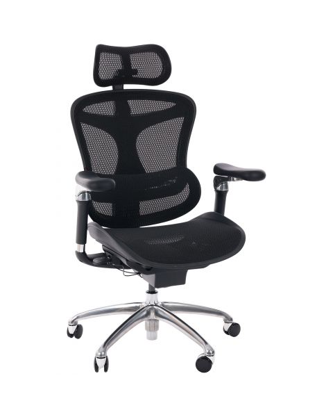 Cadeira de Escritório Comfy Sihoo Duve Tela Mesh Preta Base Alumínio, Múltiplos Ajustes Braço 6D