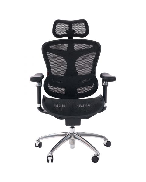 Cadeira de Escritório Comfy Sihoo Duve Tela Mesh Preta Base Alumínio, Múltiplos Ajustes Braço 6D