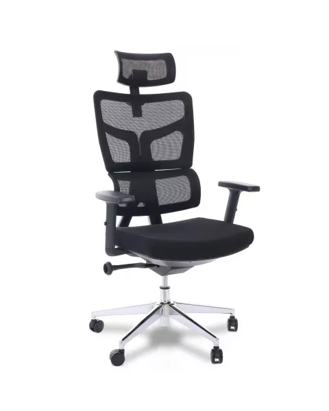 Cadeira de Escritório Comfy Solus Tela Mesh Preta, Base Giratória, Braço Ajustável, Relax Avançado