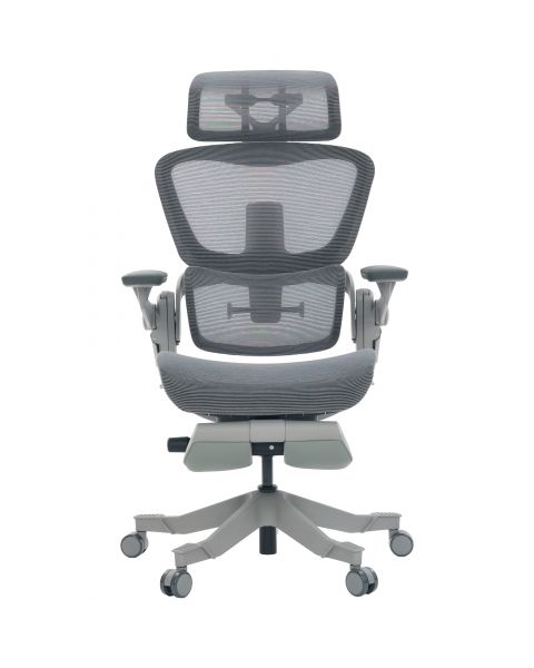 Cadeira de Escritório Comfy Specter Cinza Tela Mesh Cinza, Multiajustável, Braço e Apoio de Cabeça 3D