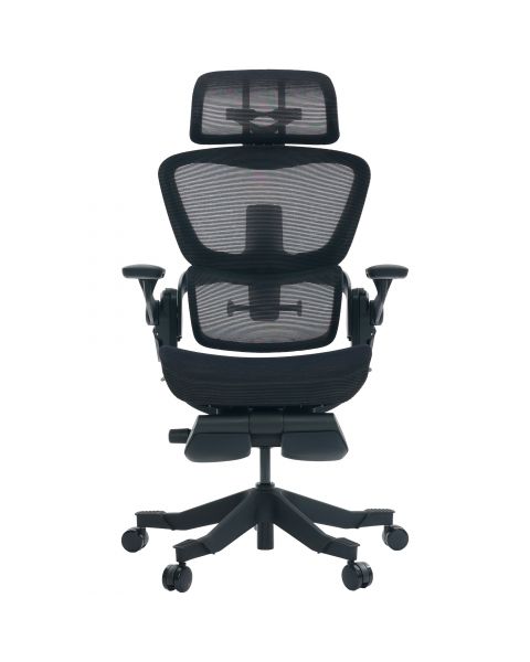 Cadeira de Escritório Comfy Specter Preta Tela Mesh Cinza, Multiajustável, Braço e Apoio de Cabeça 3D