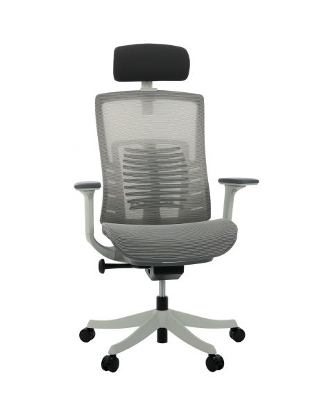 Cadeira de Escritório Comfy Spine Full Mesh Cinza, Braço 3D, Assento Deslizante e Relax