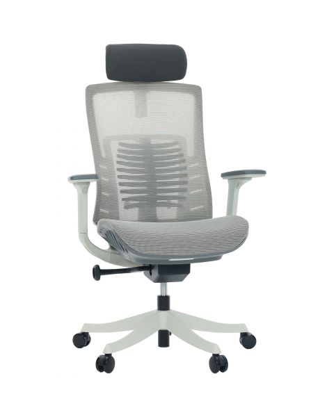 Cadeira de Escritório Comfy Spine Full Mesh Cinza, Braço 3D, Assento Deslizante e Relax